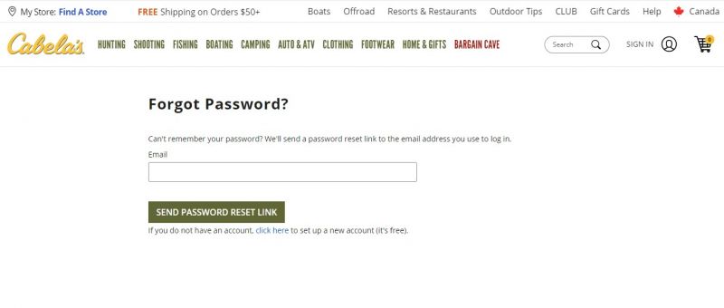 Cabela's credit card forgot password