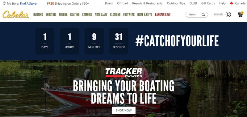 Cabela's credit card homepage